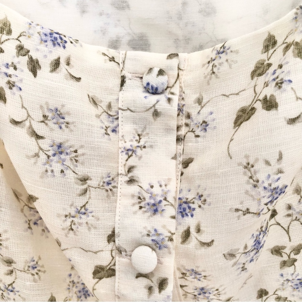 $890 Brock Collection Thelma Linen Cotton Floral Cottage Core Puff Sleeve Blouse - Picture 14 of 17